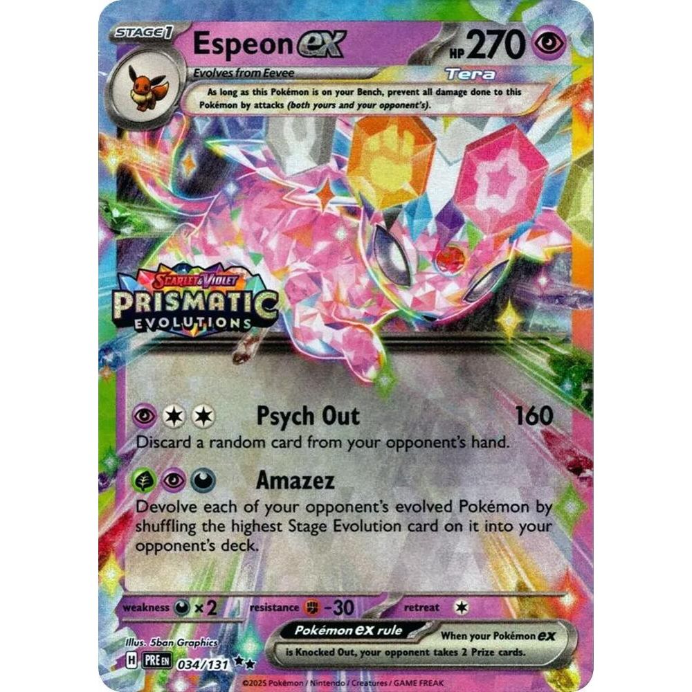 Espeon ex - 034/131 (Prismatic Evolutions Stamp) - Miscellaneous Cards & Products (MCAP)