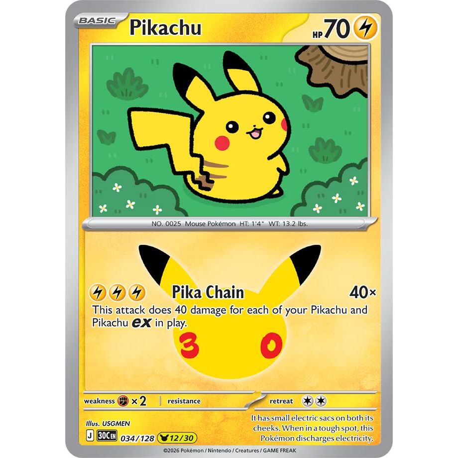 Pikachu - 034/128 - ME: 30th Celebration (30C)
