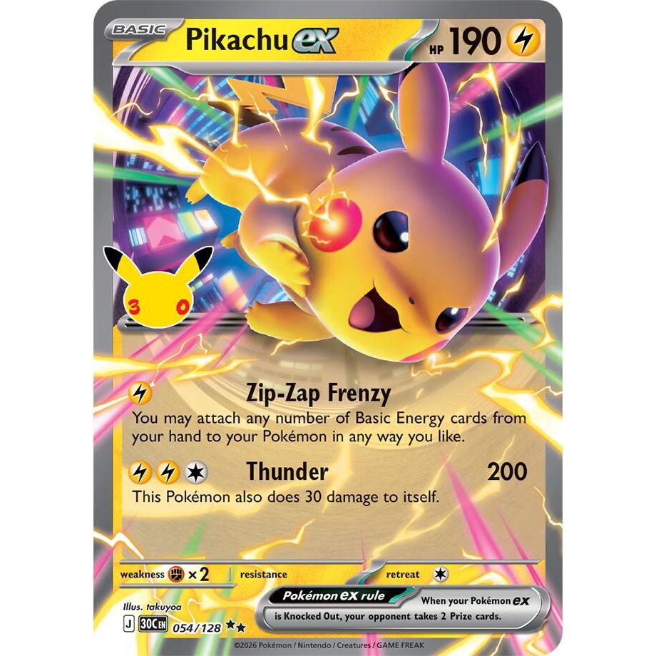 Pikachu ex - 054/128 - ME: 30th Celebration (30C)