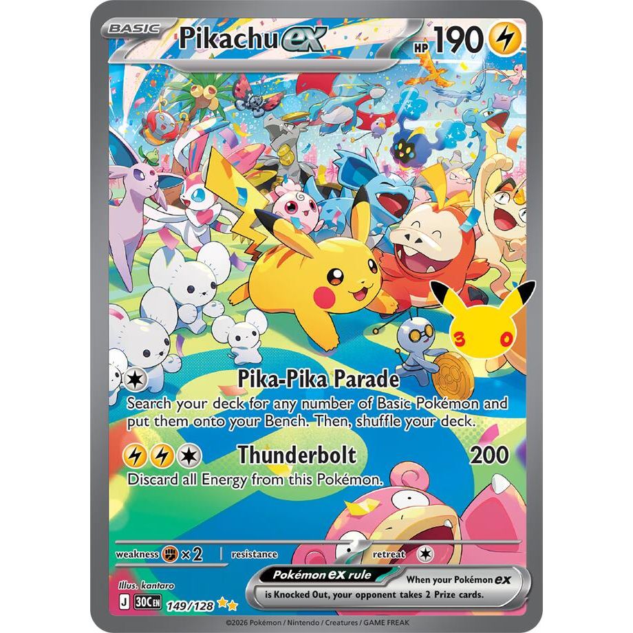 Pikachu ex - 149/128 - ME: 30th Celebration (30C)