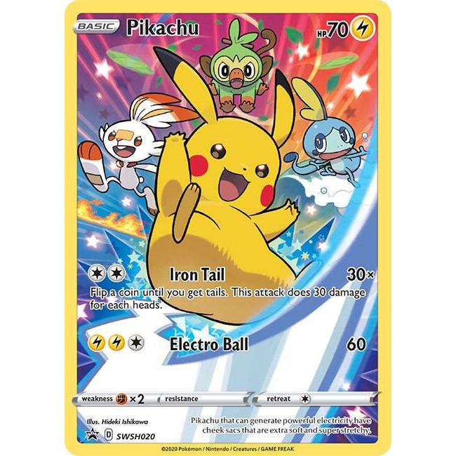 Pikachu - SWSH020 - SWSH: Sword & Shield Promo Cards (SWSD) - Poor