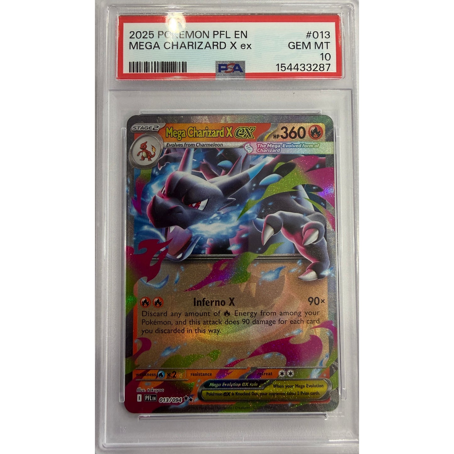 Mega Charizard X ex - 013/094 - ME02: Phantasmal Flames (PFL) - PSA 10