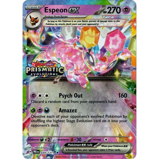 Espeon ex - 034/131 (Prismatic Evolutions Stamp) - Miscellaneous Cards & Products (MCAP)