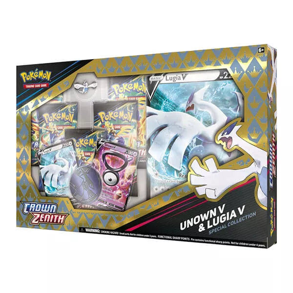Pokémon Crown Zenith Special Collection - Unown V & Lugia V - Pozor box ma nedostatky