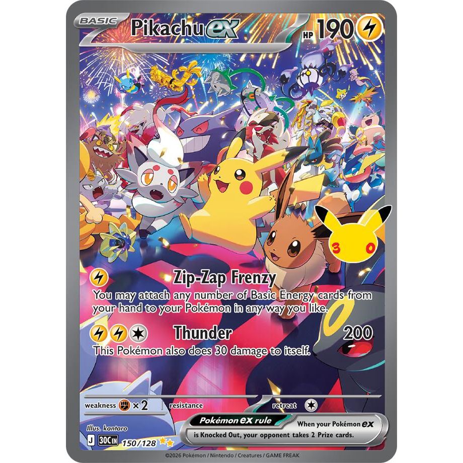 Pikachu ex - 150/128 - ME: 30th Celebration (30C)
