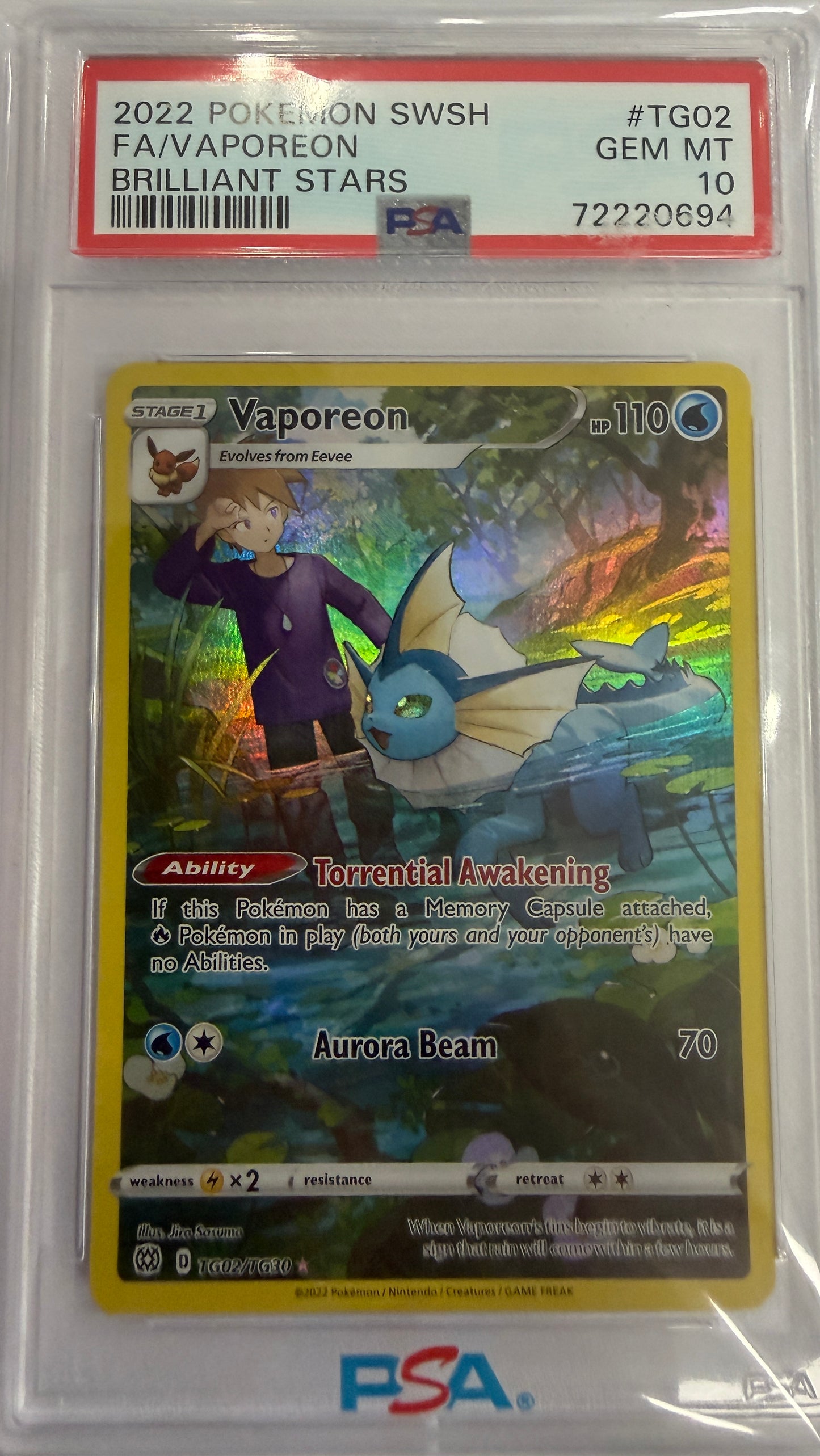 Vaporeon - SWSH09: Brilliant Stars Trainer Gallery (SWSH09:TG) - PSA 10