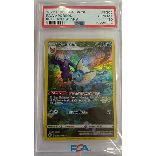Vaporeon - SWSH09: Brilliant Stars Trainer Gallery (SWSH09:TG) - PSA 10