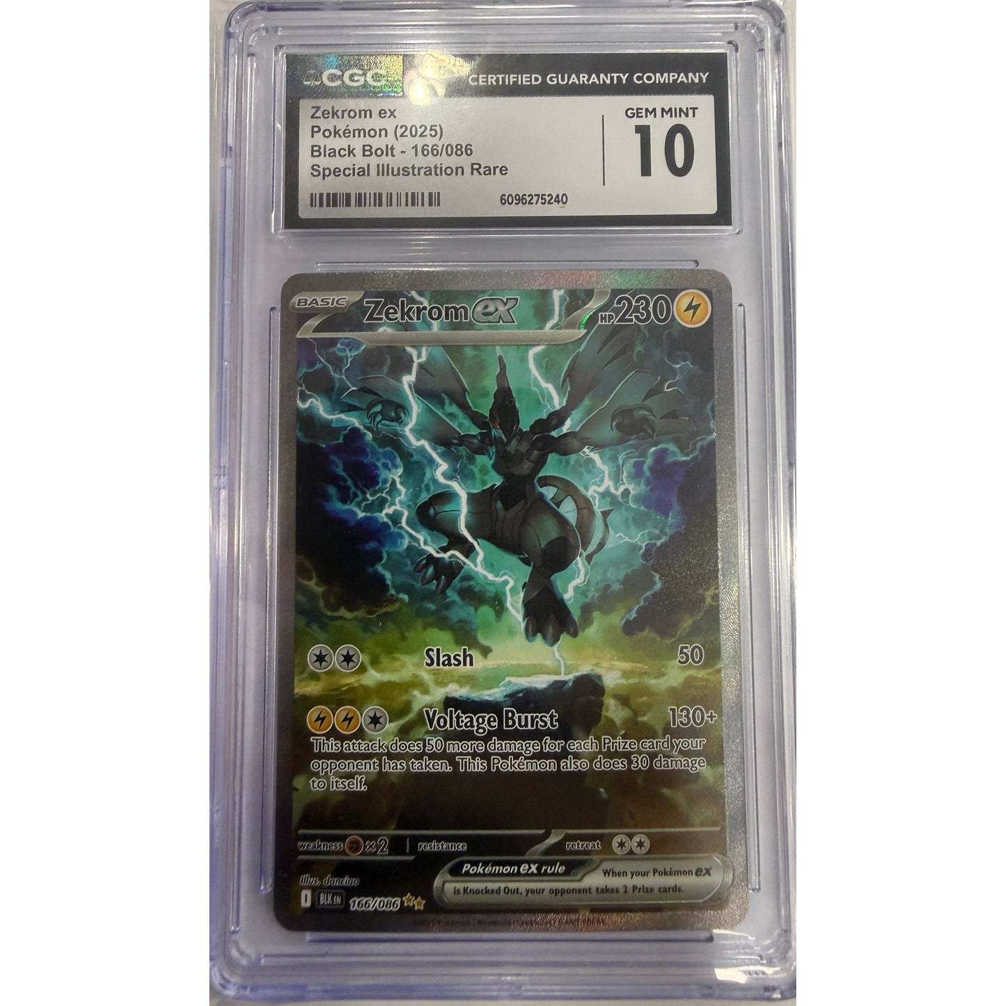 Zekrom ex - 166/086 - SV: Black Bolt (BLK) - PSA 10