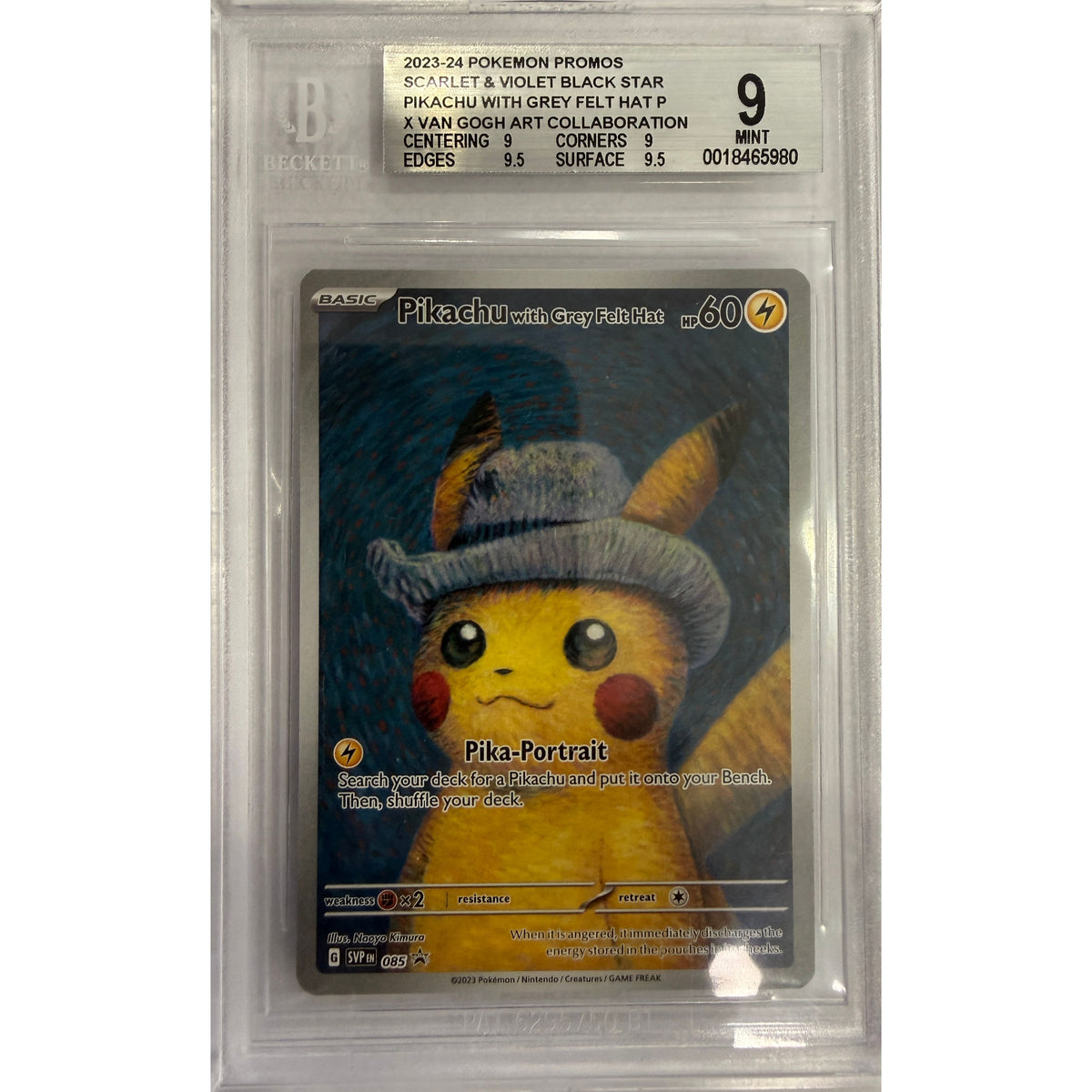 Pikachu with Grey Felt Hat - SV: Scarlet & Violet Promo Cards (SVP) - BGS 9