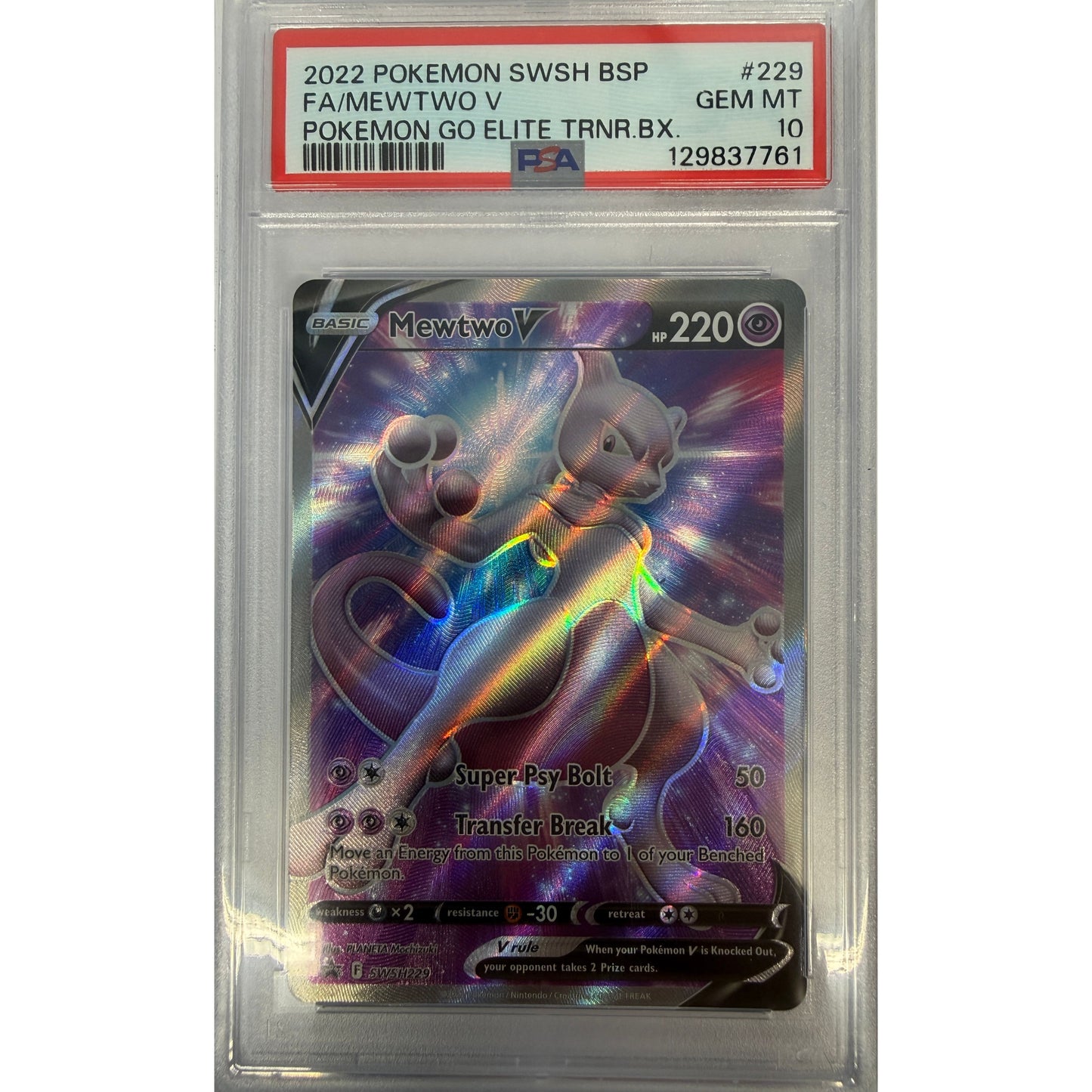 Mewtwo V - SWSH229 - SWSH: Sword & Shield Promo Cards (SWSD) - PSA10
